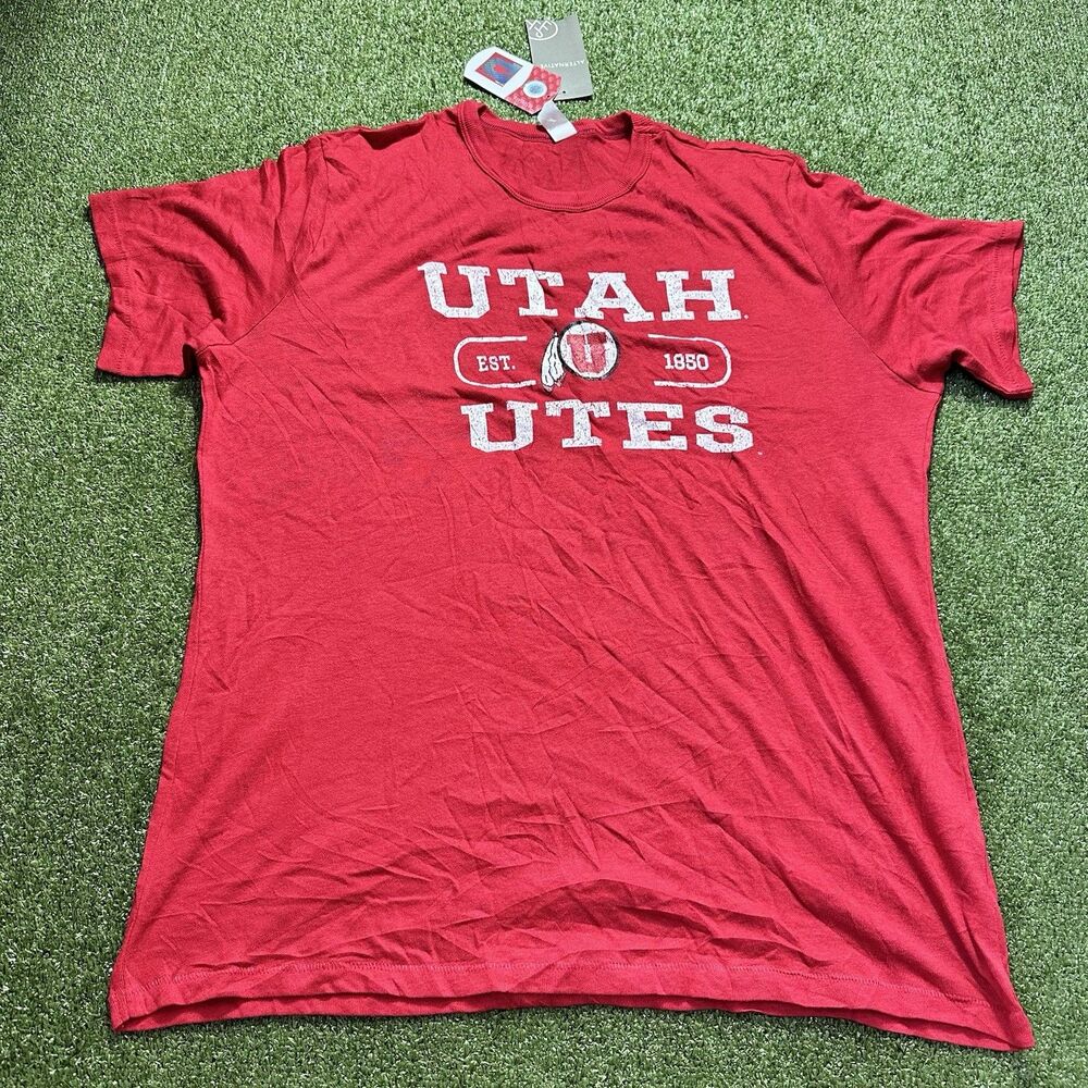 University of UTAH Utes Mens Short Sleeve T-Shirt Large Red Alternative NWT